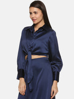 Load image into Gallery viewer, IS.U Blue Satin Collar Shirt