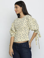 Load image into Gallery viewer, IS.U Yellow Floral Boat Neck Top