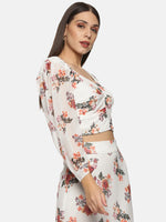 Load image into Gallery viewer, IS.U Floral Balloon Sleeve Crop Top