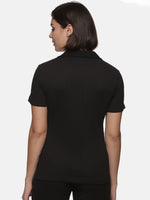 Load image into Gallery viewer, IS.U Black V-neck Collar Button Down Rib Top