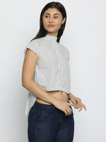 Load image into Gallery viewer, IS.U White High Neck Top

