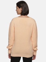 Load image into Gallery viewer, IS.U Light Orange Knitted V- neck Sweater
