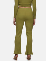 Load image into Gallery viewer, IS.U Green Olive Rib Bootcut Pant
