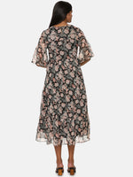 Load image into Gallery viewer, IS.U Black Flare Sleeve Midaxi Dress
