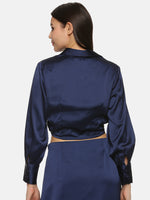 Load image into Gallery viewer, IS.U Blue Satin Collar Shirt