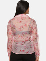Load image into Gallery viewer, IS.U Pink Floral Organza Top