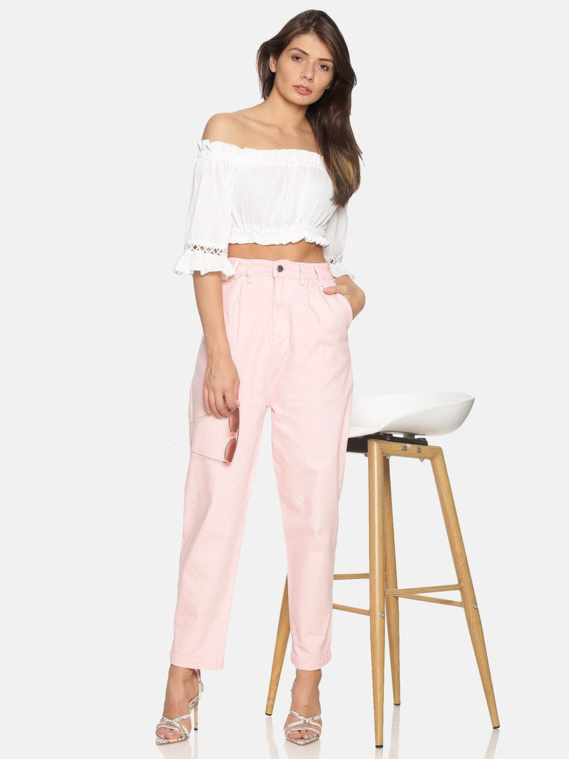 IS.U Light Pink High Waist Slouchy Jeans