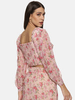 Load image into Gallery viewer, IS.U Floral Balloon Sleeve Crop Top
