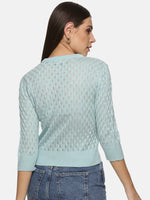 Load image into Gallery viewer, IS.U Blue Mesh Regular Length Sweater
