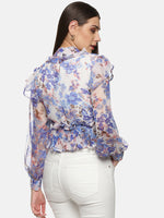 Load image into Gallery viewer, IS.U Floral Balloon Sleeve Ruffle Top