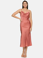 Load image into Gallery viewer, IS.U Mauve Pink Cowl Neck Slip Dress