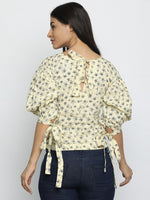 Load image into Gallery viewer, IS.U Yellow Floral Boat Neck Top