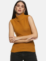 Load image into Gallery viewer, IS.U Yellow Turtle Neck Sleeveless Sweater
