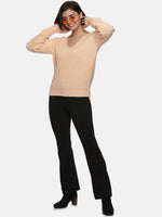 Load image into Gallery viewer, IS.U Light Orange Knitted V- neck Sweater