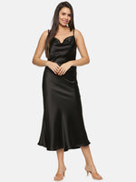Load image into Gallery viewer, IS.U Black Cowl Neck Slip Dress
