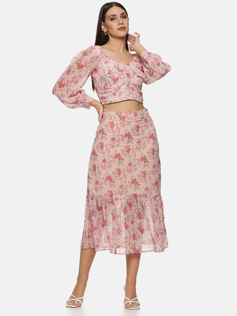 IS.U Floral  Gathered Skirt