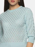 Load image into Gallery viewer, IS.U Blue Mesh Regular Length Sweater