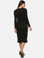 Load image into Gallery viewer, IS.U Black Cutout Midaxi Knit Dress