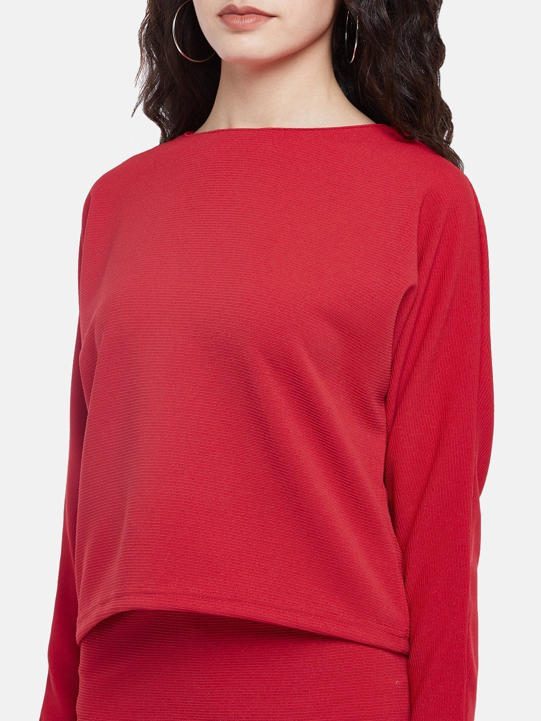 IS.U Red Shimmer Boxy Fit Top