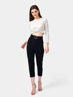Load image into Gallery viewer, IS.U Black Classic Cropped Trouser
