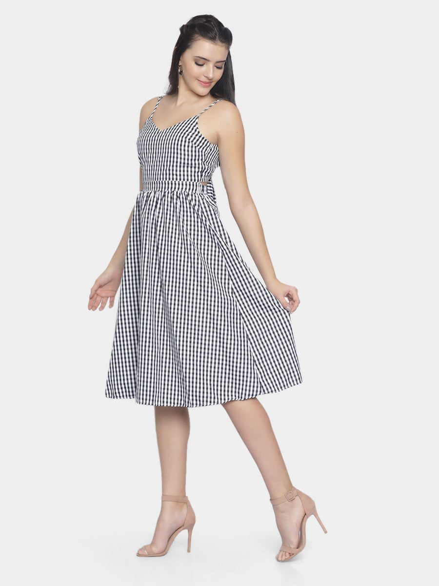 IS.U Black Gingham Dress With Back Bow