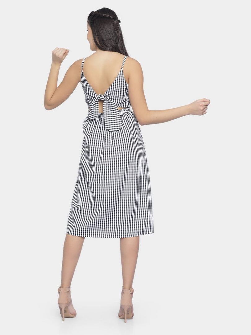 IS.U Black Gingham Dress With Back Bow
