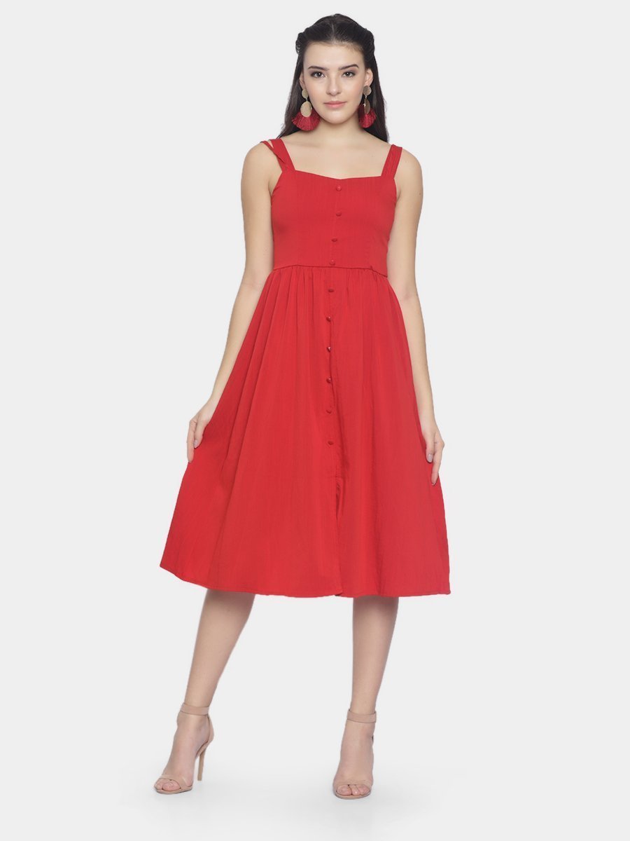 IS.U Red Sleeveless Dress