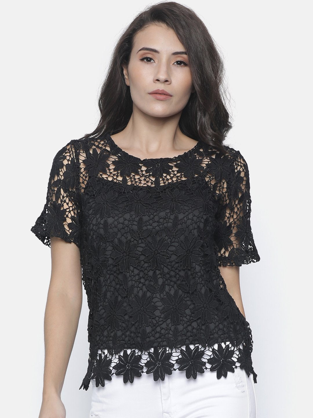 IS.U Black Lace Top With Cami