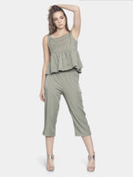 Load image into Gallery viewer, IS.U Olive Culottes With Peplum Top