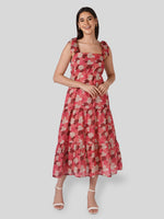Load image into Gallery viewer, IS.U Floral Multicolor Tie-up Dress