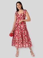 Load image into Gallery viewer, IS.U Floral Multicolor Tie-up Dress

