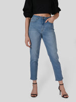 Load image into Gallery viewer, IS.U Mid Blue Straight Fit Denim Jeans