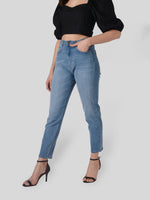 Load image into Gallery viewer, IS.U Mid Blue Straight Fit Denim Jeans