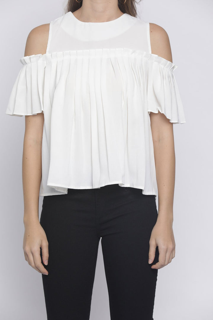 IS.U White Cold Shoulder Top