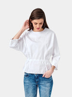 Load image into Gallery viewer, IS.U White Peplum Top