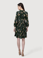 Load image into Gallery viewer, IS.U Green Pleated Floral Dress