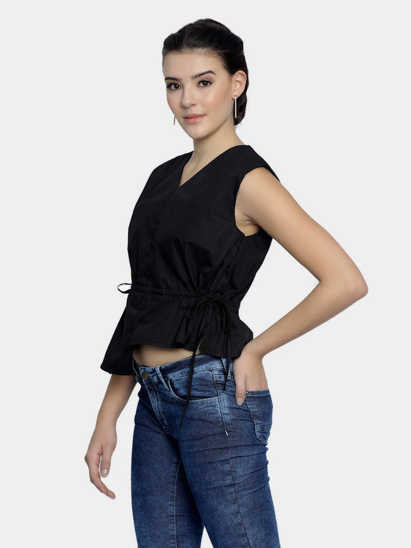 IS.U Black Drawstring Top