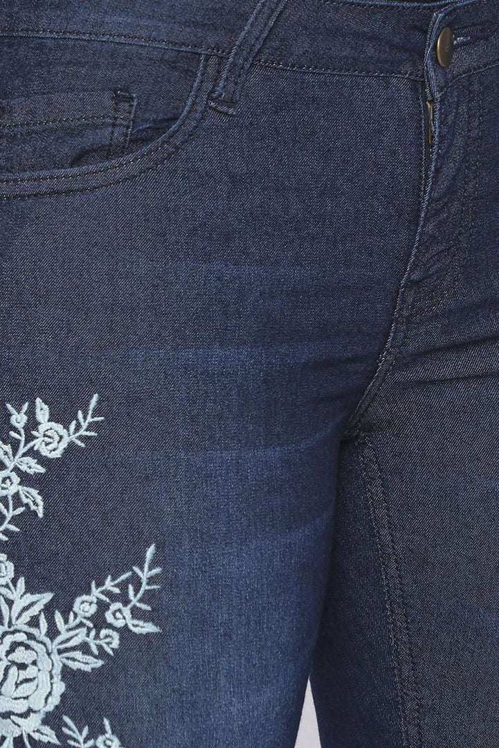 IS.U Indigo Embroidered Skinny Jeans