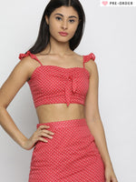 Load image into Gallery viewer, IS.U Red Front Knot Crop Top