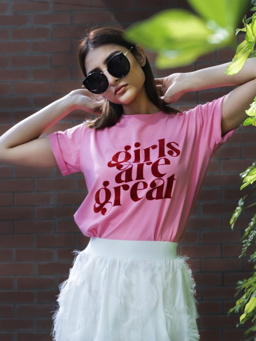 IS.U Pink Crew Neck T-shirt