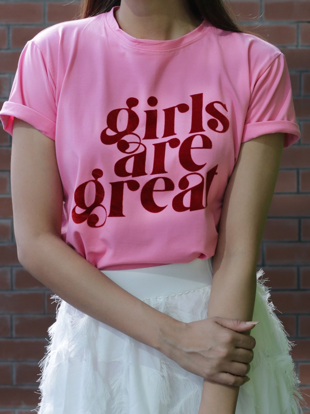 IS.U Pink Crew Neck T-shirt