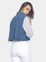 Load image into Gallery viewer, IS.U Blue Denim Jacket With Jersey Sleeves
