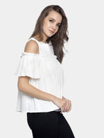 Load image into Gallery viewer, IS.U White Cold Shoulder Top